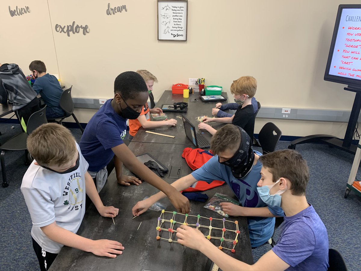 GorakBrandi's tweet photo. Gumdrop Bridge Design Challenge @WISRocks required planning, critical thinking, collaborating, designing, building, reflecting, re-building, and not giving up.  5th graders are excited for Demolition Day to test their bridge designs! https://t.co/Vh3jLUg2Tb