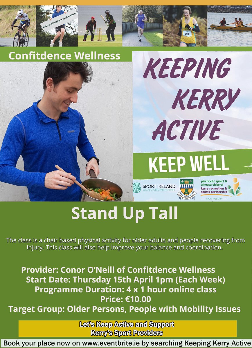 KerryRSP's tweet photo. All you need is a chair to help you Stand Up Tall. @confitdence23 promises to help you the rest of the way in this older person’s and people with poor mobility issues #keepingkerryactive programme https://t.co/svMTHTWf2G