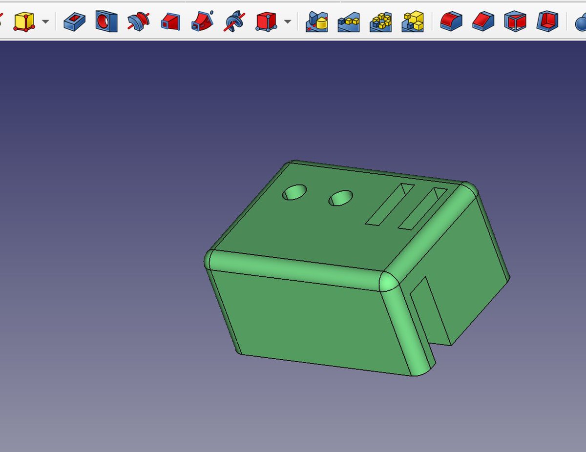 Just knocked up a super quick <a href="/FreeCADNews/">FreeCAD (CAD+CAM+FEA)</a> model to print as a little toolholder for a machine. :)