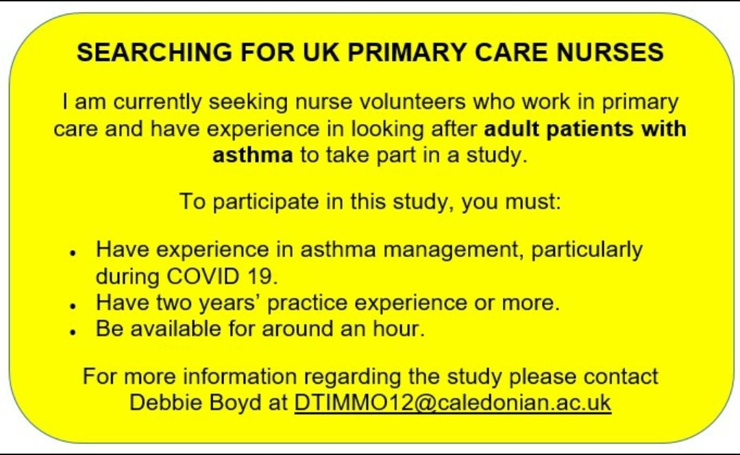 Please see below for call for study participants! @DrNRoberts @lauramgcu @EmMacDonald1 @LDNmgallagher @DrMariaPollard @GCUNursingSoc @GCUNursing @tina_gcu @MariaRenwick3 @Helenakelly73 @LisaBar77135394