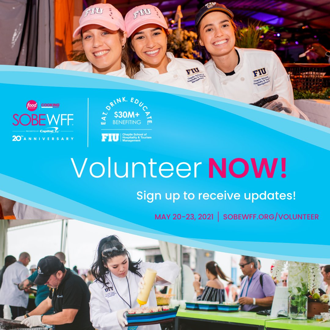 Are you interested in volunteering for SOBE'S 20th annual South Beach Wine and Food Festival? Now is your chance! Sign up by visiting sobewff.org/volunteer and reserve your spot today.

#SOBEWFF <a href="/SOBEWFF/">SOBEWFF</a>