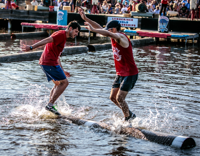 Birling started out as a game played by lumberjacks, in which each 'jack tried to balance longest on a floating log while rotating the log with their feet.  Now, logrolling is a full on competition. Watch the best of the best this summer! Tickets at LumberjackWorldChampionships.com.