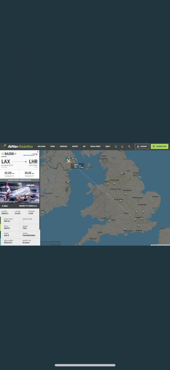999London's tweet photo. British Airways flight #BA268 from Los Angeles to London #HeathrowAirport has declared an emergency mid-air over Northern Ireland. https://t.co/8S0aV68MZg