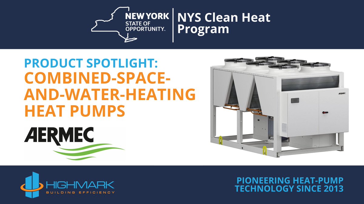#NYSCleanHeat spotlight: #Aermec combined-space-&-water-heating #heatpumps qualifying for #ConEd #rebates. As pioneers in #heatpump technology, we offer #combined heat pumps for #spaceheating & #waterheating in #NYC’s temps: bit.ly/3rK8MDm #NYSERDA #NYS #CleanHeat
