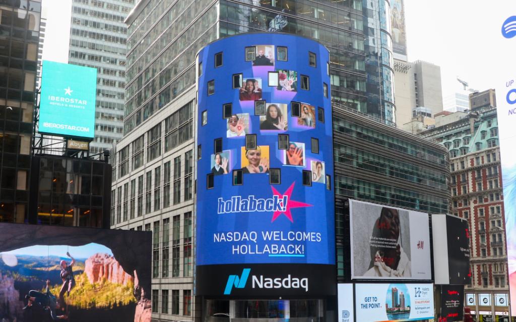 Today, @iHollaback rings the <a href="/Nasdaq/">Nasdaq</a> Opening Bell in partnership with <a href="/AAAJ_AAJC/">Advancing Justice - AAJC</a> to stand for zero tolerance for harassment through their free offering of education and bystander trainings.
 
Donate to keep these vital resources free: spr.ly/6011HacnV