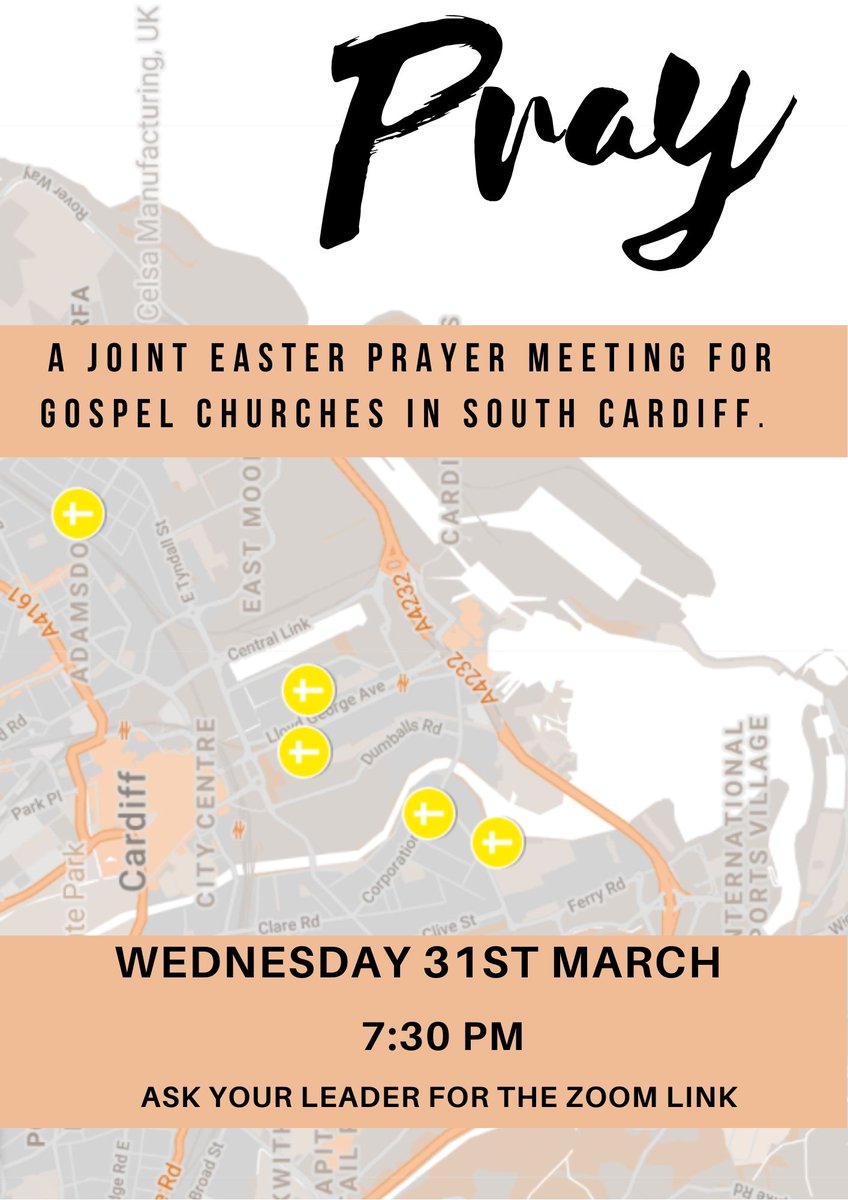 TheBayChurch's tweet photo. Looking forward to joining with other Gospel Churches In South Cardiff on Zoom to pray for our city @gracechurchdiff , @RedeemerCardiff , Vine Community Church, &amp; Ebenezer.
 
#gospelpartnership #easter #SouthCardiff #splott #butetown #Grangetown #cardiffbay #goodnews #prayer https://t.co/kMnKbO5dsN