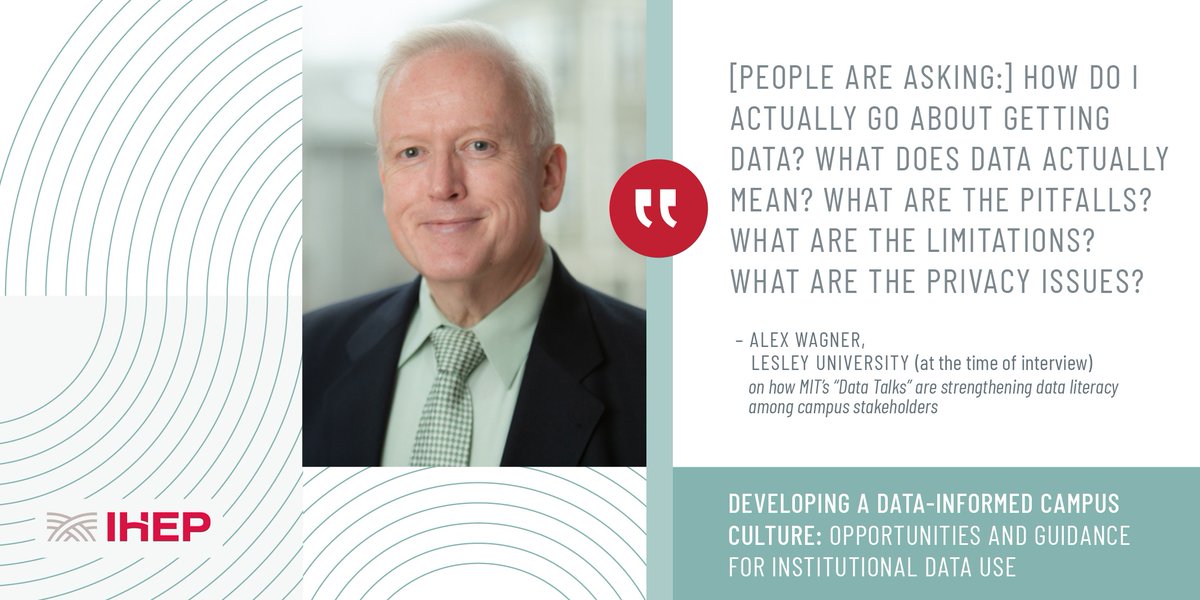 IHEPTweets's tweet photo. OUT NOW: Our newest report, Developing a #DataInformedCampus Culture, shares insights from institutional experts on developing data-informed interventions to support #TodaysStudents.
Read more insights from experts, including those from @lesley_u: https://t.co/B1TLJCGf2b https://t.co/VjP8QqUQU8