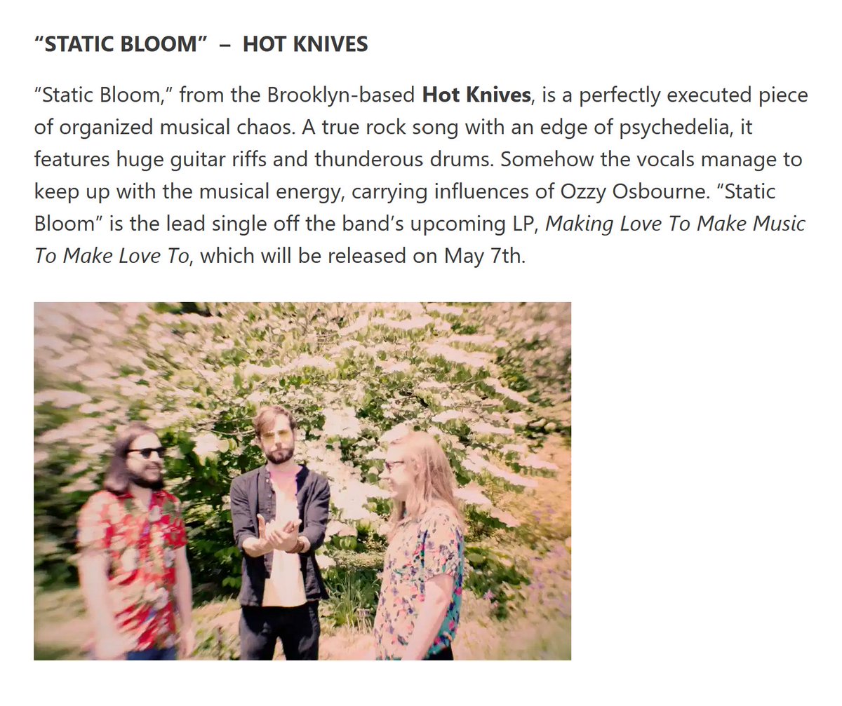 HotKnivesWorld's tweet photo. @eastof8thblog now featuring STATIC BLOOM in their @Spotify playlist - they also had some kind words for these knife dudes https://t.co/MZZMBrnjEL