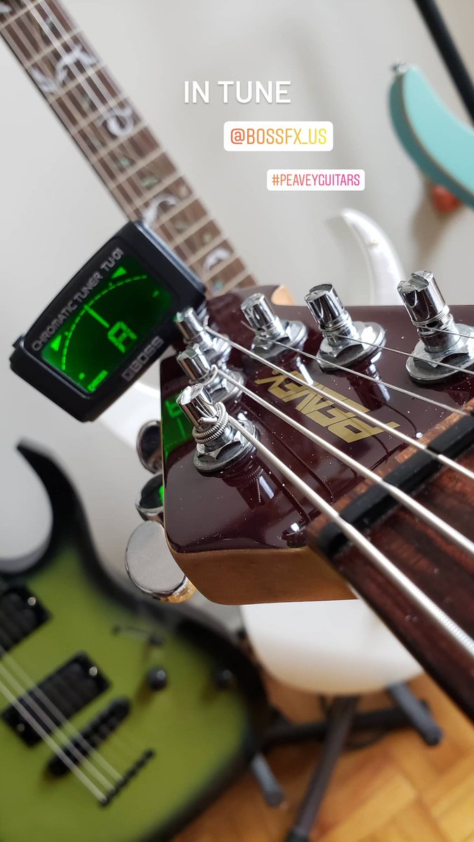 Tigress the Peavey HB LTD USA is getting a new set of #ernieball strings and #fretboard clean and oiled. #electricguitar #peaveyguitars #peaveywolfgang #peaveyhb #guitar #guitarist #quiltedmaple #zebrapickups #guitarra #tigereye #guitarmania #guitarlover #luthiery #guitarbinding