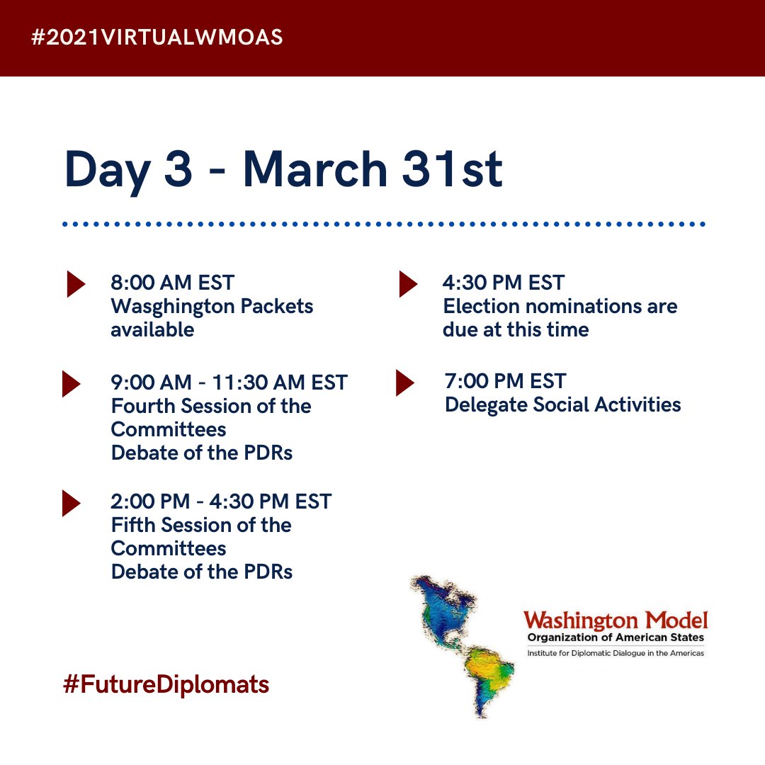 iddawmoas's tweet photo. Day 3 #2021VirtualWMOAS #ModelDiplomacy https://t.co/H9wHjpXdfu