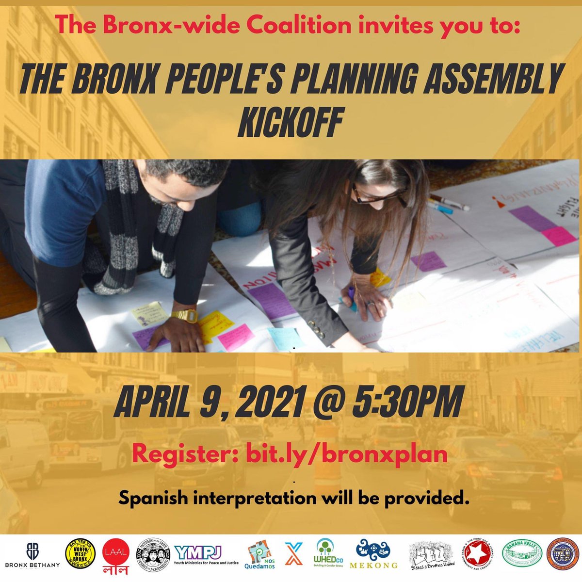 thepaganimage's tweet photo. PLACE KEEPING.
What will the Bronx look like in 30 years? Who gets to decide the future of our borough?

Join with us on April 9, 2021 at 5:30pm for a borough-wide planning meeting to ensure it’s the community who decides.

Register: https://t.co/aX8kRYakjo https://t.co/aUnCzsmzjZ