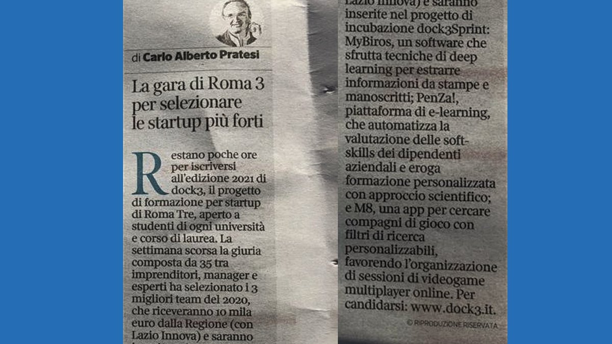 dockstartuplab (@dockstartuplab) on Twitter photo ⏰Ultime 7 ore per candidarsi e prendere parte a #dock3 2021!
Scopri di più su dock3.it
#startups #Training #University <a href="/UnivRoma3/">Università Roma Tre</a> ⏰Ultime 7 ore per candidarsi e prendere parte a #dock3 2021!
Scopri di più su dock3.it
#startups #Training #University <a href="/UnivRoma3/">Università Roma Tre</a>