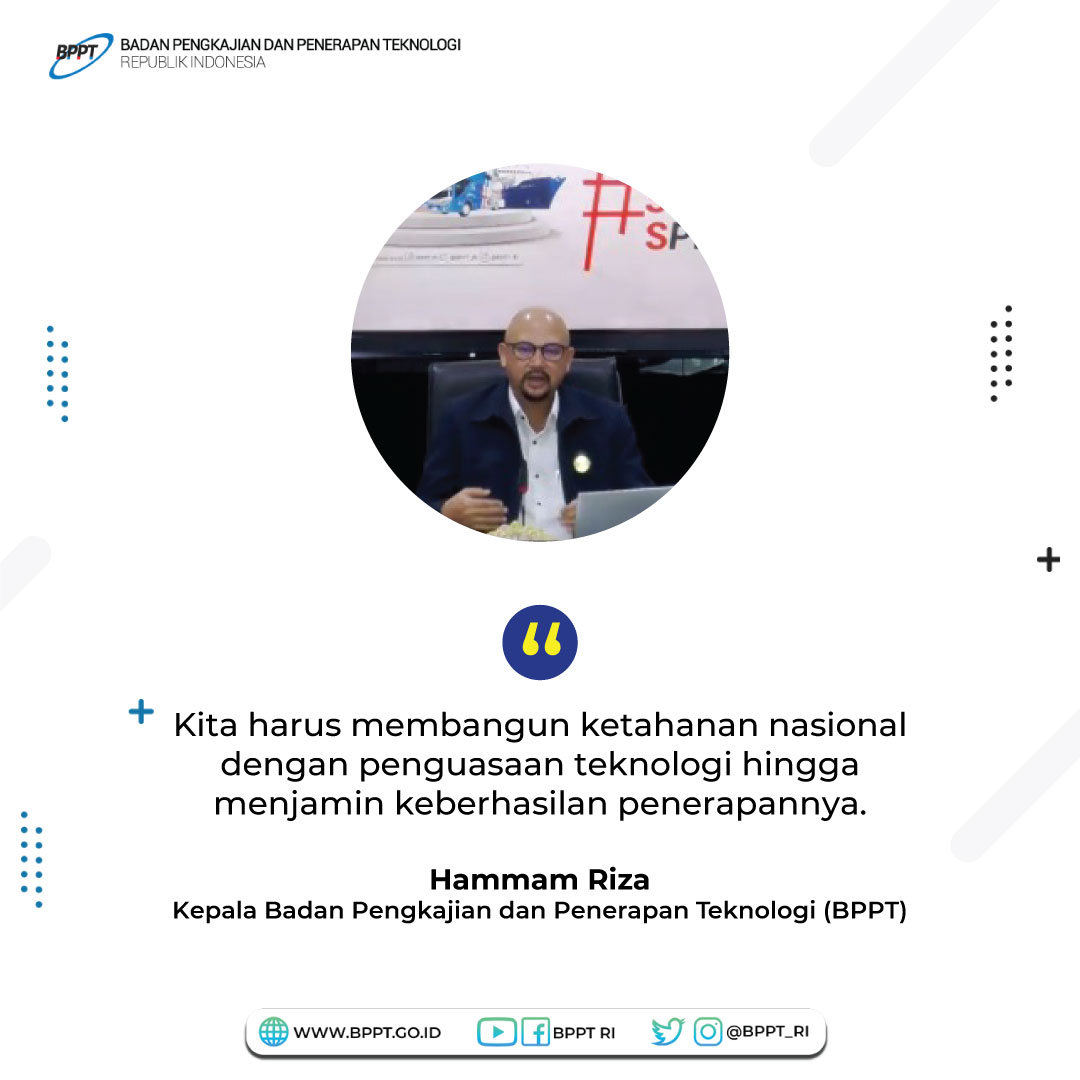 BPPT_RI's tweet photo. @hammam_riza : “Kita harus membangun ketahanan nasional dengan penguasaan teknologi hingga menjamin keberhasilan penerapannya.” https://t.co/N66bPbXO5c