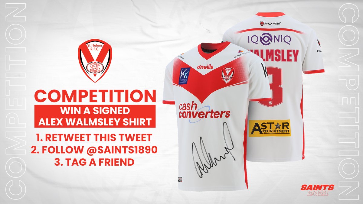 Saints1890's tweet image. 🎁 COMPETITION TIME! 🎁

WIN a signed @engywalmsley 2021 Saints Home Shirt!

1. RT this Tweet
2. Follow our account
3. Tag a friend in the comments below! 

The winner will be contacted next week! 🔜

Good luck! 🤞

#COYS