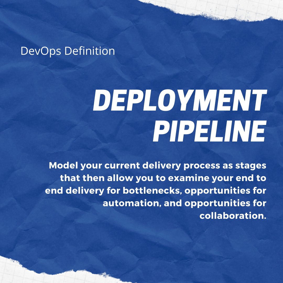 ThoughtRockers's tweet image. DevOps Definition - Deployment Pipeline
#DevOps #DeploymentPipeline #DeliveryProcess #Automation #Collaboration