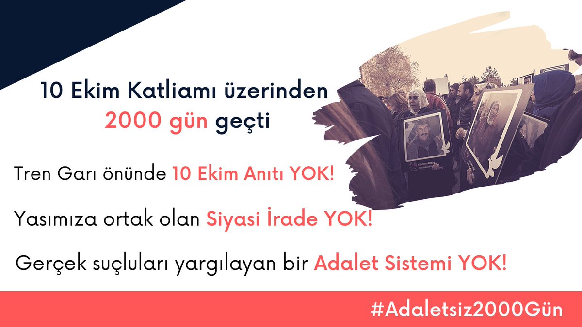 onsifirdort's tweet photo. Tren Garı önünde 10 Ekim Anıtı YOK!
Yasımıza ortak olan Siyasi İrade YOK!
Gerçek suçluları yargılayan bir Adalet Sistemi YOK!
#Adaletsiz2000gün https://t.co/dlBEGcp3E8