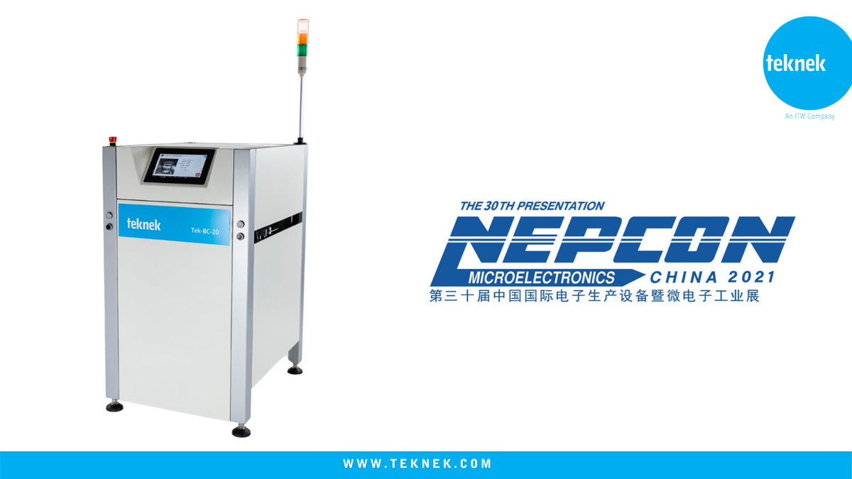 teknek's tweet photo. NEPCON Shanghai 2021 is the platform for Teknek to launch their new patented Board Cleaner.

As the world navigates its way through a pandemic, Teknek has continued to innovate resulting in the launch of a new generation of SMT Board Cleaner in the 
Tek-BC-20.

#NEPCON2021 https://t.co/FL4AV8WCok