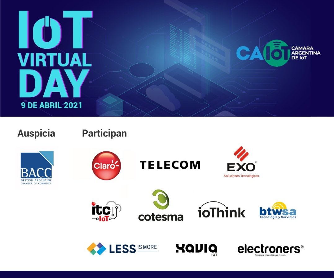 CAIoTAr1's tweet photo. #IoTVirtualDay2021 
¡Agradecemos a las empresas que nos acompañan!

📅 Viernes 09.04 

¡No te lo pierdas!

Agenda completa e inscripciones aquí: https://t.co/C1phrUi9rk

#BACC @ClaroArgentina  @telecom @exoargentina #ITC @cotesma @ioThinkTech #btwsa #less @xaviaiot @mcelive https://t.co/hPsVJB5zy9