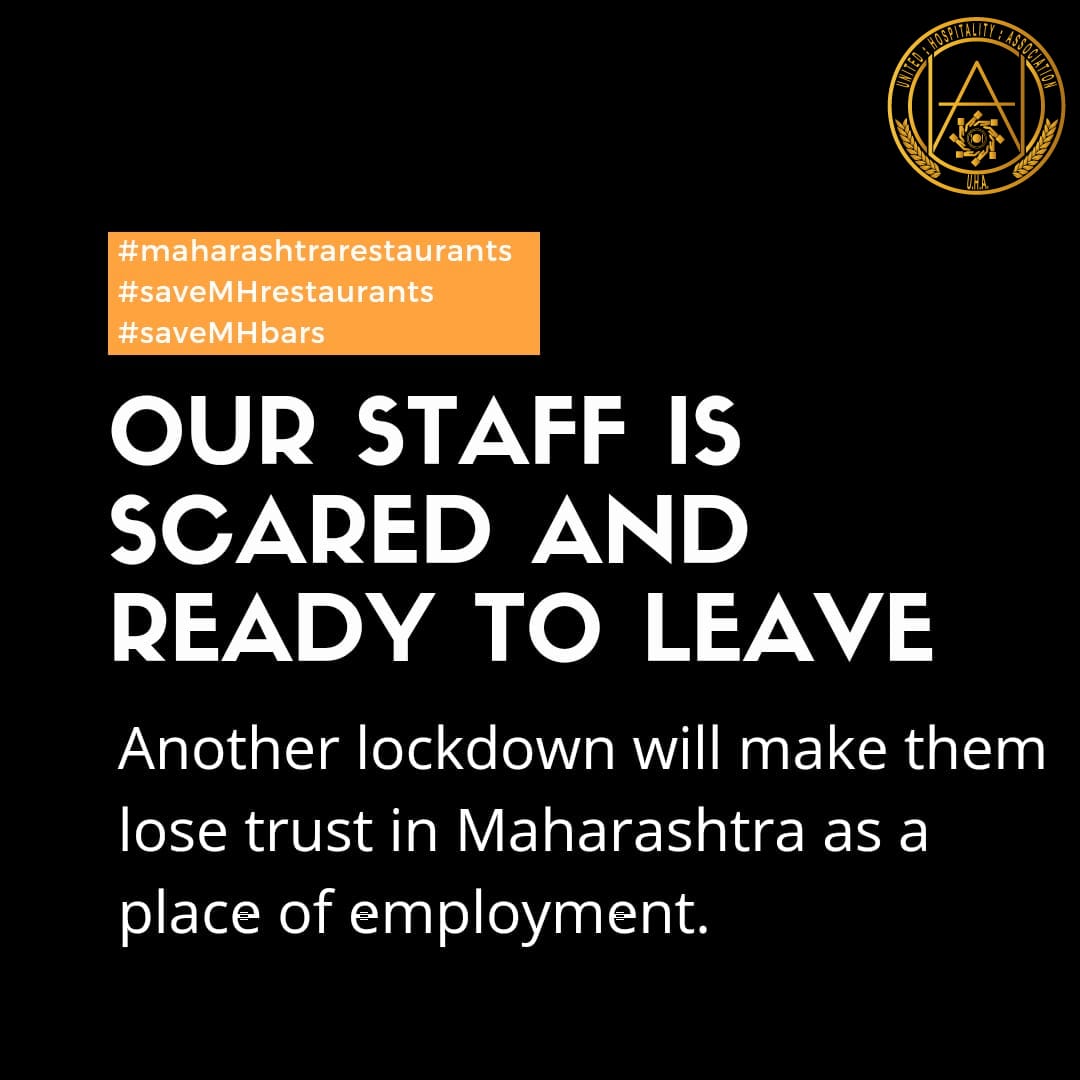 tweetsalian's tweet photo. #saverestaurants #savehotels #saveMHrestaurants #savemhbars #nolockdown #noexcisefees #hotelsaredying #restaurantsaredying @PawarSpeaks @AjitPawarSpeaks @TOIPune @TOIIndiaNews @CMOMaharashtra @AUThackeray @uhaindia https://t.co/MdYHm2UboK