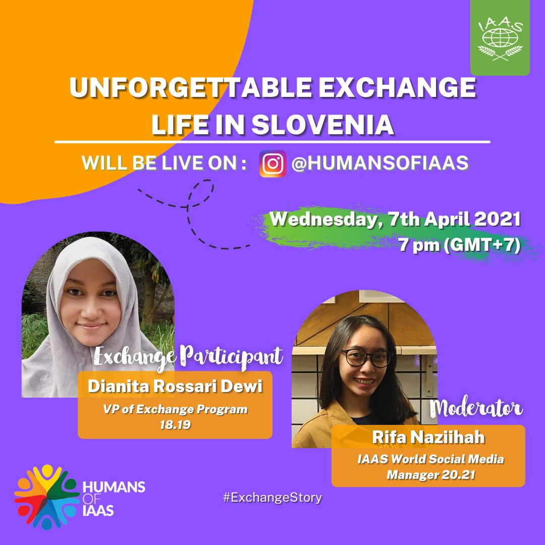 IAAS_World's tweet photo. #HumansofIAASTalk
Dianita will share her #ExchangeStory on Slovenia with us, it will be live on Instagram: @humansofiaas. See you on Wednesday 7th April 2021, 7 pm (GMT+7)
#HumansofIAASTalk #HumansofIAAS #ExchangeStory #IAAS #Slovenia #MatjazTurinekFarm https://t.co/5cZR4UtPJV