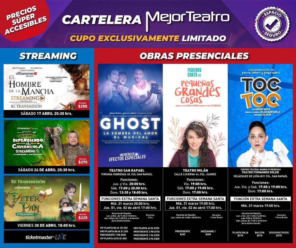 luisamillanp's tweet photo. Si no haz visto estas grandes y fantásticas producciones, #talktothehand 🤚 #mejorteatro #teatromexicano #CDMX https://t.co/jjiQpn7DoZ