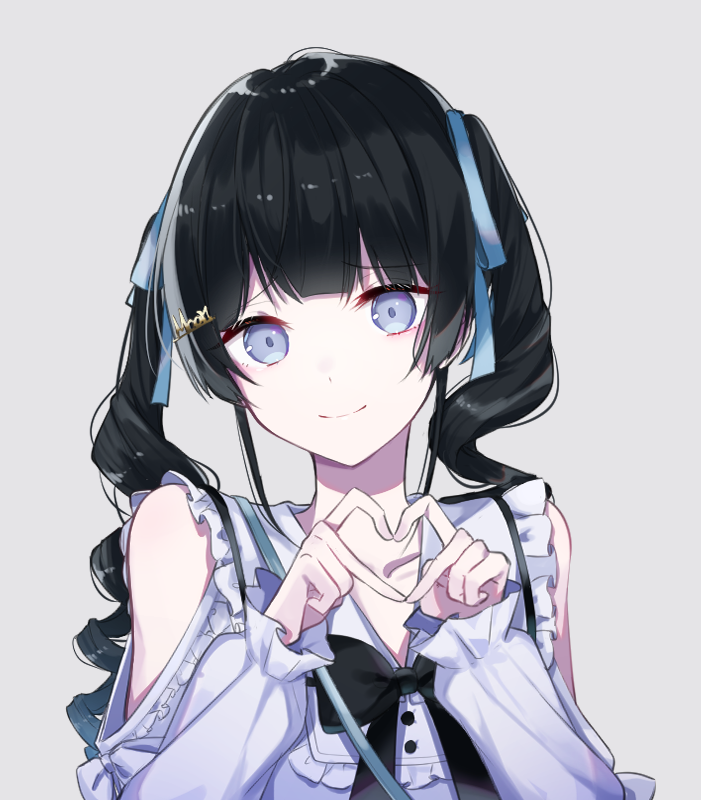 tsukino mito 1girl solo black hair twintails smile heart hair ornament  illustration images