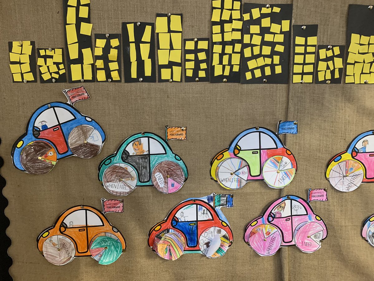 MissWatsonPPS's tweet photo. These are our self-regulation cars showing ideas we have for making ourself feel better when we experience a difficult emotion. ππ This ties in with our work on the blue cog from @EmotionWorksCIC You can also see our skyscraper arrays in these photos too! π https://t.co/7iqhHTSFyW