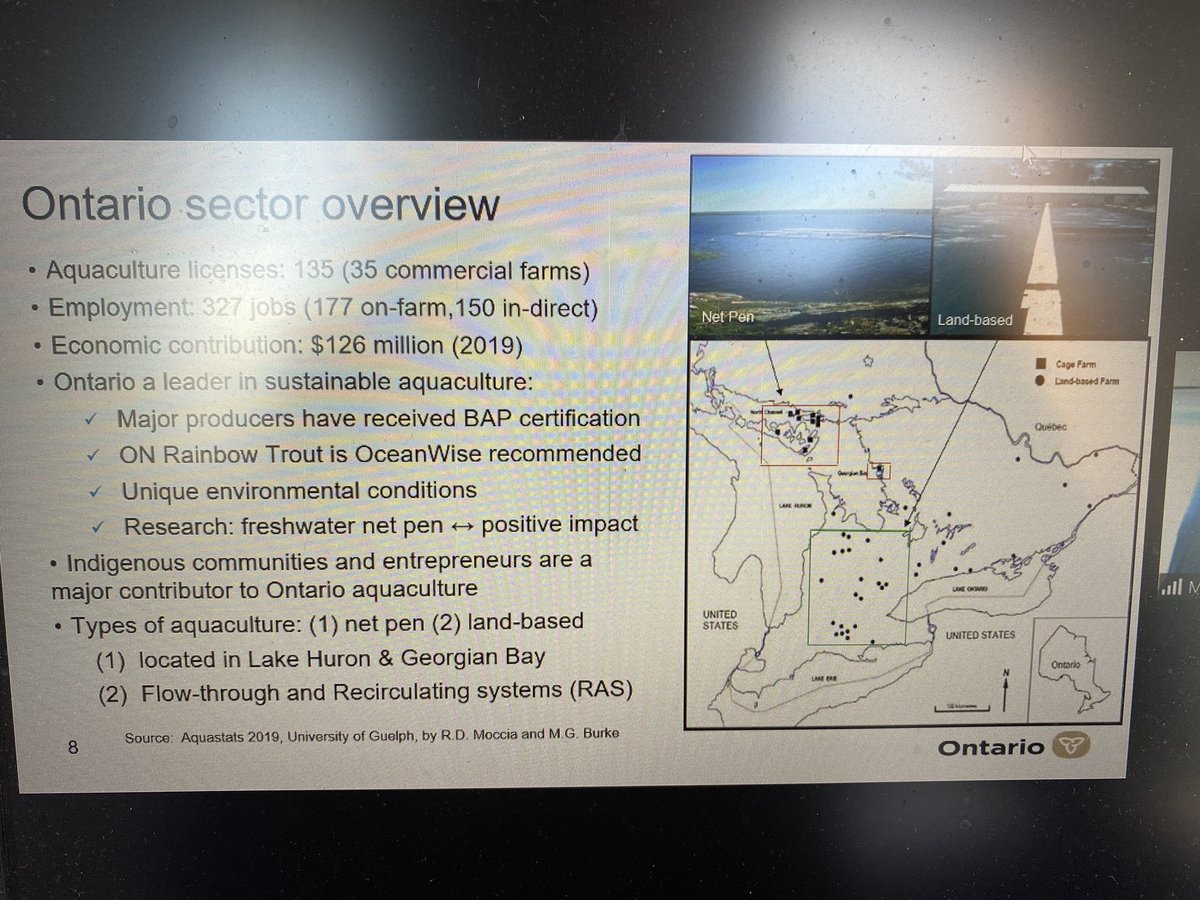 Next up, we are learning about all things aqua!! Michael McQuire from @OMAFRA shares about Ontario’s aquaculture industry. #ONLocalFood