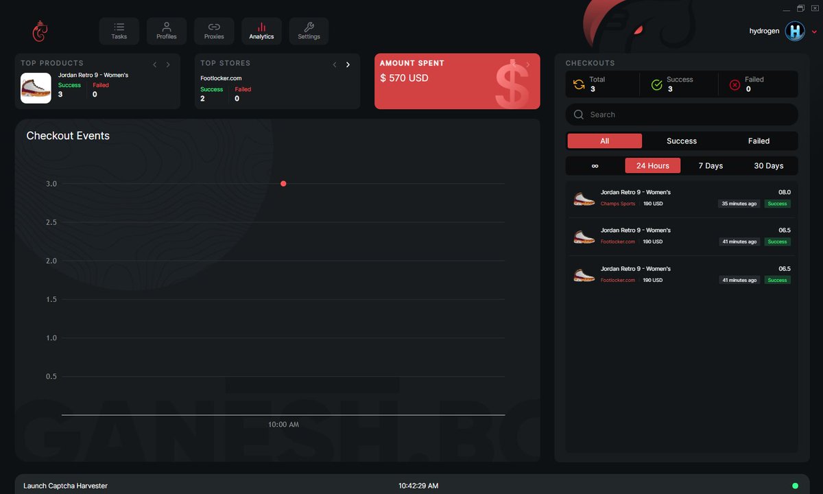 4 Checkouts (1 unlogged due to "Site Overload") 

Bot: <a href="/theGaneshBot/">GaneshBot</a>

Proxies: <a href="/NocturnalProx/">Nocturnal Proxies</a>

Groups: <a href="/odyssey_io/">Odyssey</a> <a href="/CookologyIO/">Cookology</a> <a href="/notify/">Notify</a> <a href="/DaddysHouse_/">Daddys House</a> <a href="/UnlimitedCook/">Unlimited Cook</a>