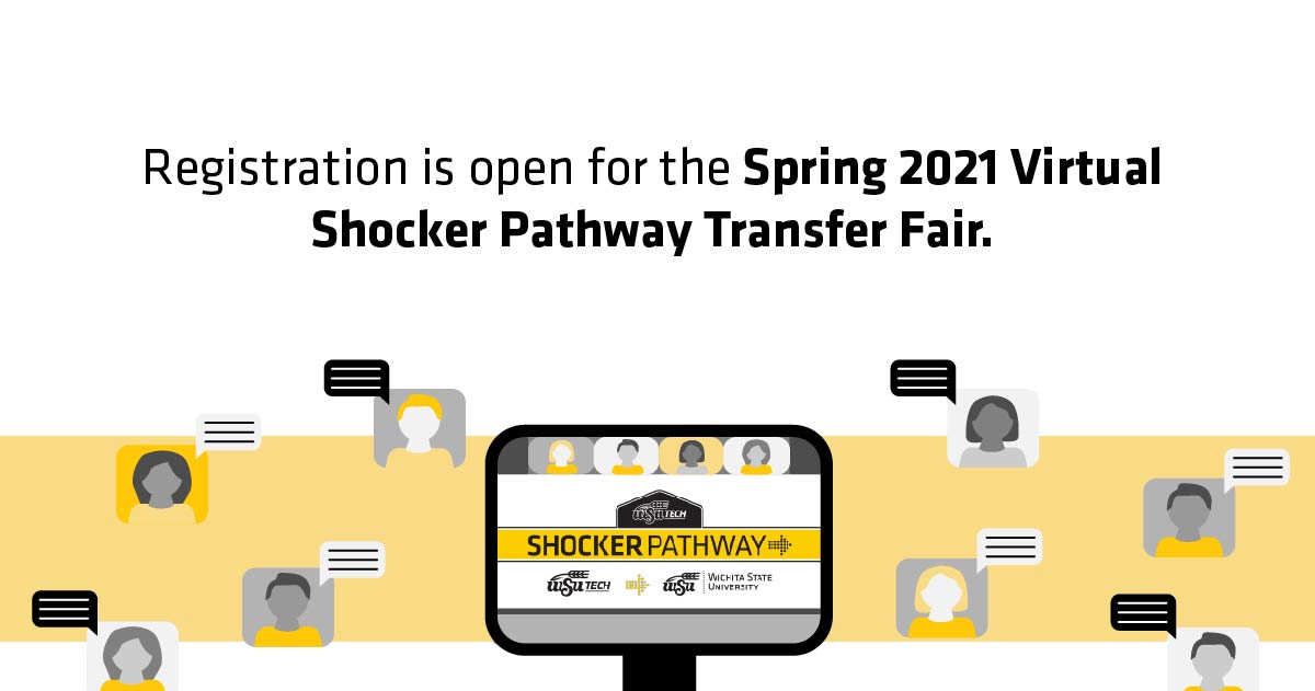 ShockerPathway's tweet image. RSVP to to attend the Spring 2021 Virtual Shocker Pathway Transfer Fair by 5:00 pm on Friday, April 16th.

Attend at least three unique sessions to get Shocker Pathway gear and be entered to win a scholarship!

Check out the full schedule and RSVP here: wichita.edu/.../adult.../s…