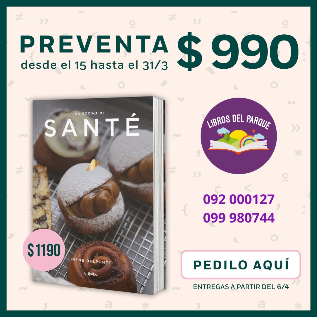 Librosdelparque's tweet photo. Hoy, último día para reservar tu ejemplar de La cocina de Santé  
a precio promocional.
Pedí el tuyo haciendo click aquí ➡️ https://t.co/QKyYtma7zL o pedilo a los teléfonos 
092 000127/ 099980744
@penguinlibrosuy @irenichus https://t.co/RRlW1lNZgM