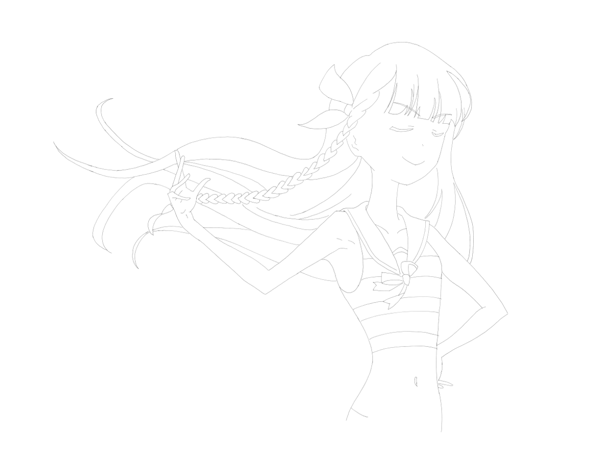 テスラ イラスト模写 Idory Pride 成宮すず 線画 アナログ 元イラスト 三つ編みの書き方が分かりました 模写 模写イラスト 成宮すず