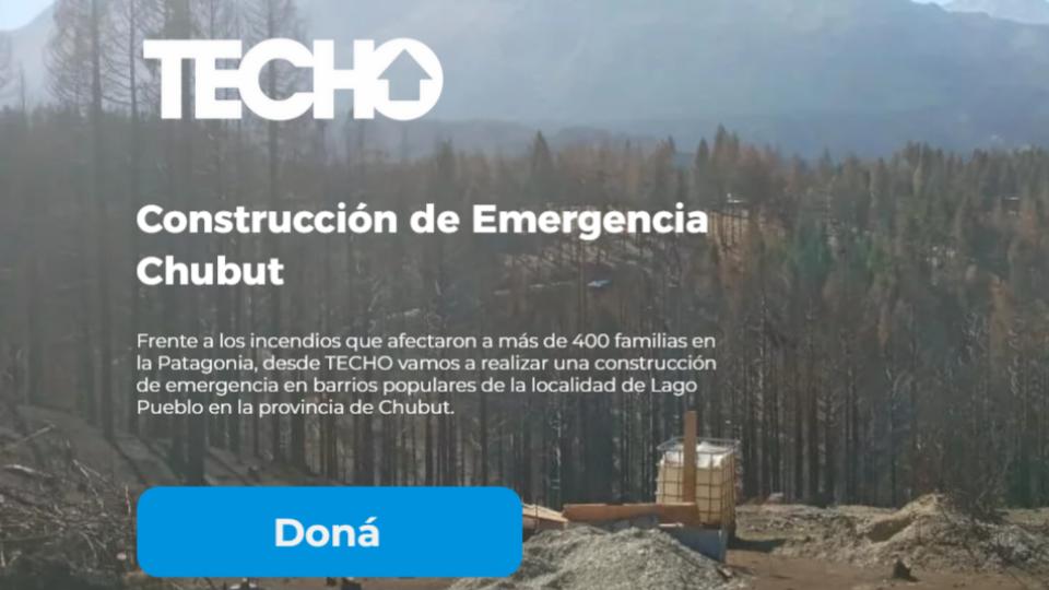 Con <a href="/TECHOarg/">TECHO Argentina</a>, desde el próximo sábado 10 de abril, vamos a construir viviendas de emergencia en #Chubut, sumándonos a las tareas de reconstrucción luego de los incendios que dejaron a más de 450 familias sin vivienda.

DONA AHORA EN dona.techo.org.ar/cc-emergencia-…