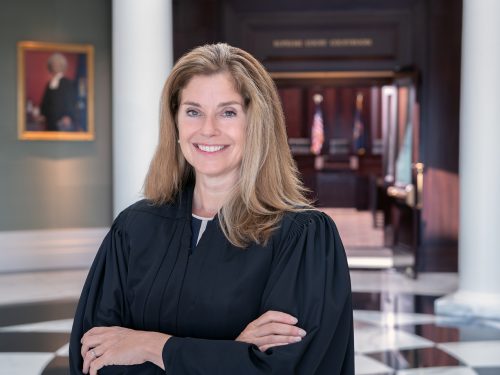 TrinityCollege's tweet photo. During her second year at #TrinColl, @TrinAlum @BridgetMaryMc ’88 H’13 took the LSAT on a whim. That passing decision eventually led her to where she is now—serving as chief justice of the Michigan Supreme Court. #TrinAlum #TrinityGood #TogetherWeTrin @TrinCollNews https://t.co/EoP5FLhPim