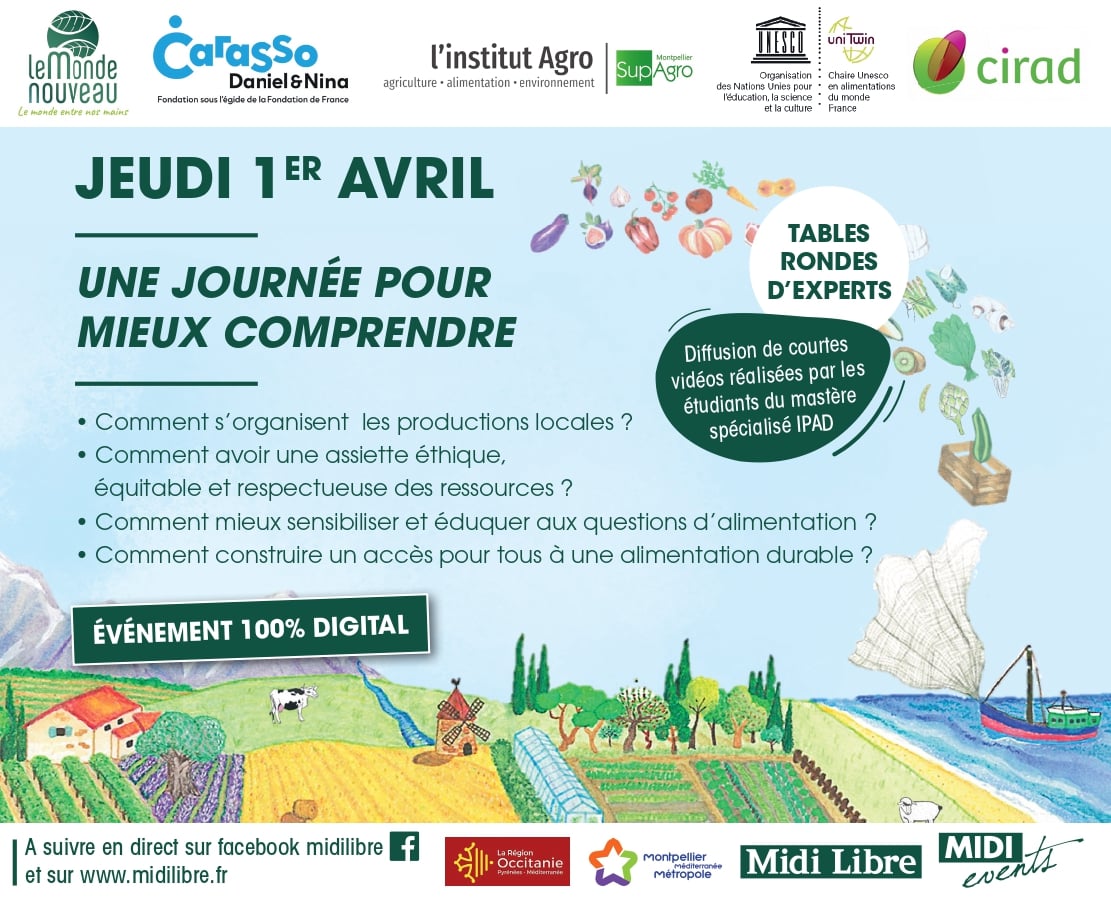 Montpellier3m's tweet photo. #JIPAD
Ce jeudi 1er avril, dès 8h45, retrouvez la journée des Innovations pour une #alimentationdurable ! 🌏
➡ Au programme de cet événement 100% digital : tables rondes, rencontres inspirantes et vidéos.
👉 https://t.co/hn2TpE2NrD
@Le_mondenouveau
@Midilibre
@Supagro https://t.co/X6LhuMXDWL