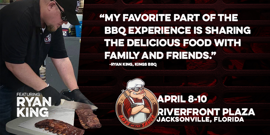 BossFestival's tweet photo. Introducing Kings BBQ of Jacksonville, FL! Owner Ryan King came up with the idea to start his own BBQ competition &amp; catering service in late 2019 after years of cooking BBQ with his dad for family events and holidays. Check out Ryan and team at Boss of the Sauce on April 10th! https://t.co/F4gUZOSH1v