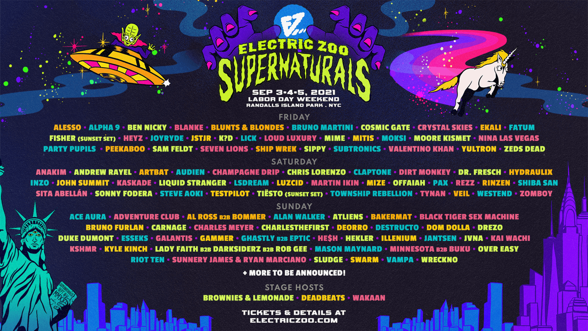 ElectricZooNY's tweet photo. FOMO or FULL SEND?! 🚀 Our Phase Two lineup for Electric Zoo: Supernaturals is here! 💥

🧝🏻 3-day passes for 2021 END at midnight: https://t.co/FNA26POi6P

🔮 Single day pass pre-sale starts tomorrow 4/1 at 10AM EST, sign up: https://t.co/0BD87RYHKB 

See you on the other side.🌀 https://t.co/l8fPIXf71M