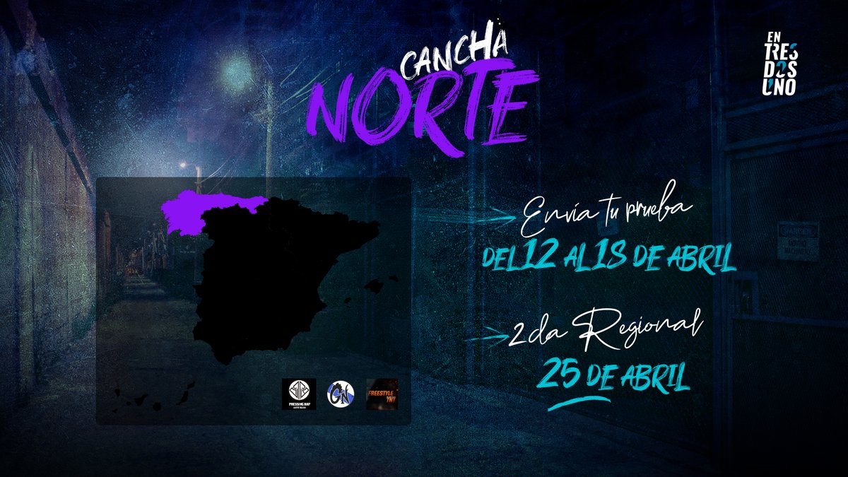 Galicia – Asturias - Cantabria
¡Segunda zona en saltar a La Cancha!

Cancha Norte

🗓 Convocatoria (envío de pruebas): 12 - 18 de abril
Aquí: entresdosuno.com/dojo.php

🗓 Competición: Domingo 25 de abril.

Toda la info ➡ entresdosuno.com/lacancha.php #LaCanchaEn321