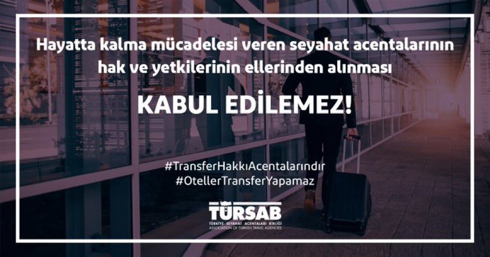 Aylinozsavas's tweet photo. #TransferHakkıAcentalarındır
#otellertansferyapamaz 
Daha dün acentelerin kapısını çalan oteller bundan sonra  turları da kendileri yapmaya kalkarlar. Yeter artık ! Herkes bildiği işi yapsın! @TCKulturTurizm @tcbestepe @UABakanligi https://t.co/b0Rl6apTYk