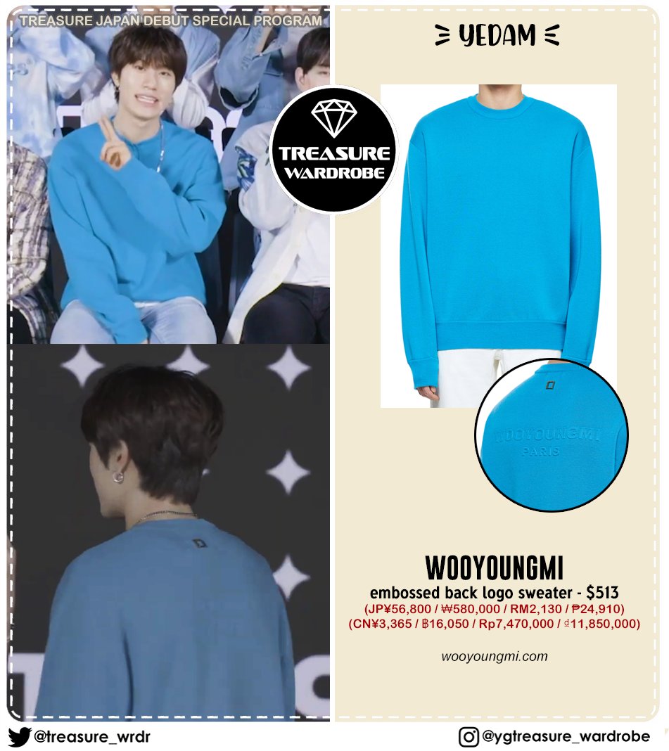 TREASURE_WRDR's tweet photo. #JAEHYUK
#STEREOVINYLS win blue polo shirt - $129
#JIHOON
#MAHAGRID cable knit vest - $64
#YEDAM
#WOOYOUNGMI embossed back logo sweater - $513
#JUNKYU
#MOBLER hotel emblem front tee - $37
#HEICHBLADE new line iconic cardigan - $95
@treasuremembers
#TREASURE #TREASUREWARDROBE https://t.co/ujN8McpryX