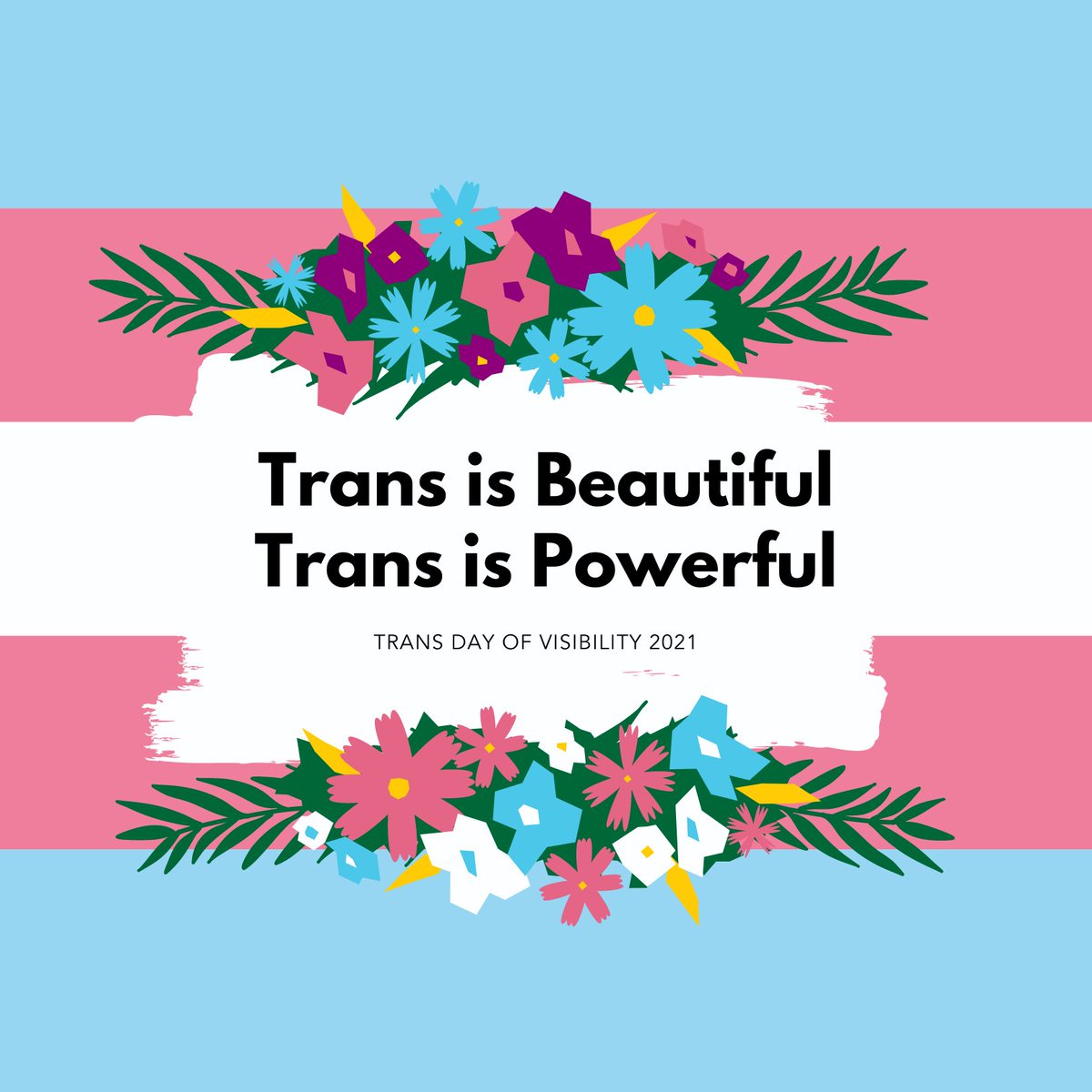 Today, March 31, is the #TransDayOfVisibility, a day to celebrate 2Spirit, trans, and non-binary communities, and for allies to commit to advocating for trans human rights. Not just today, but every day.
#TransLivesMatter #IndigenousLivesMatter #BlackTransLivesMatter #TDoV2021