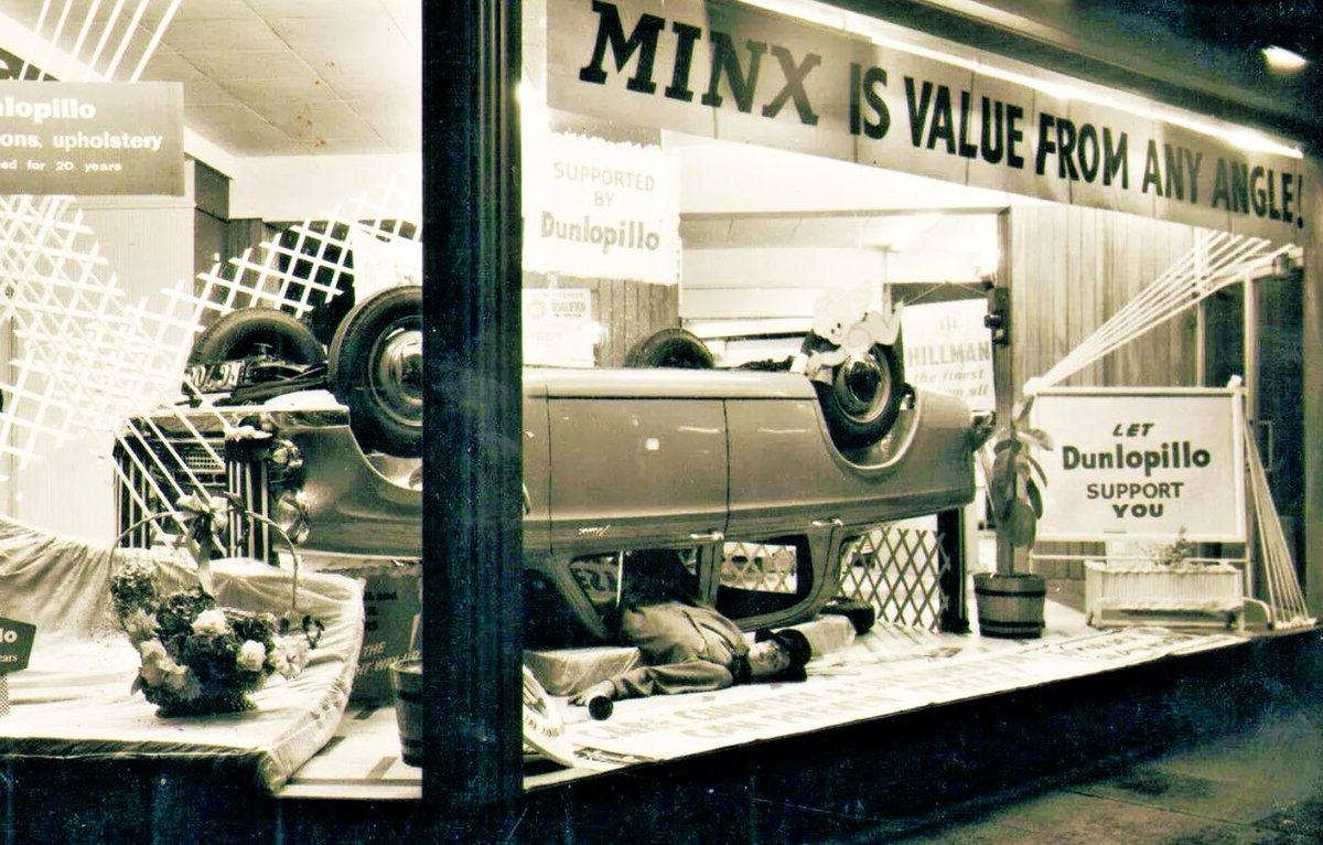Not your average showroom shot ... Caption anyone? 

#HillmanMinx #RootesGroup