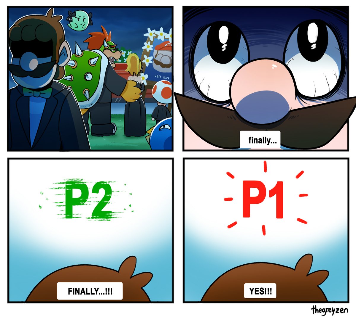 thegreyzen's tweet image. Mario dies and Luigi rises!