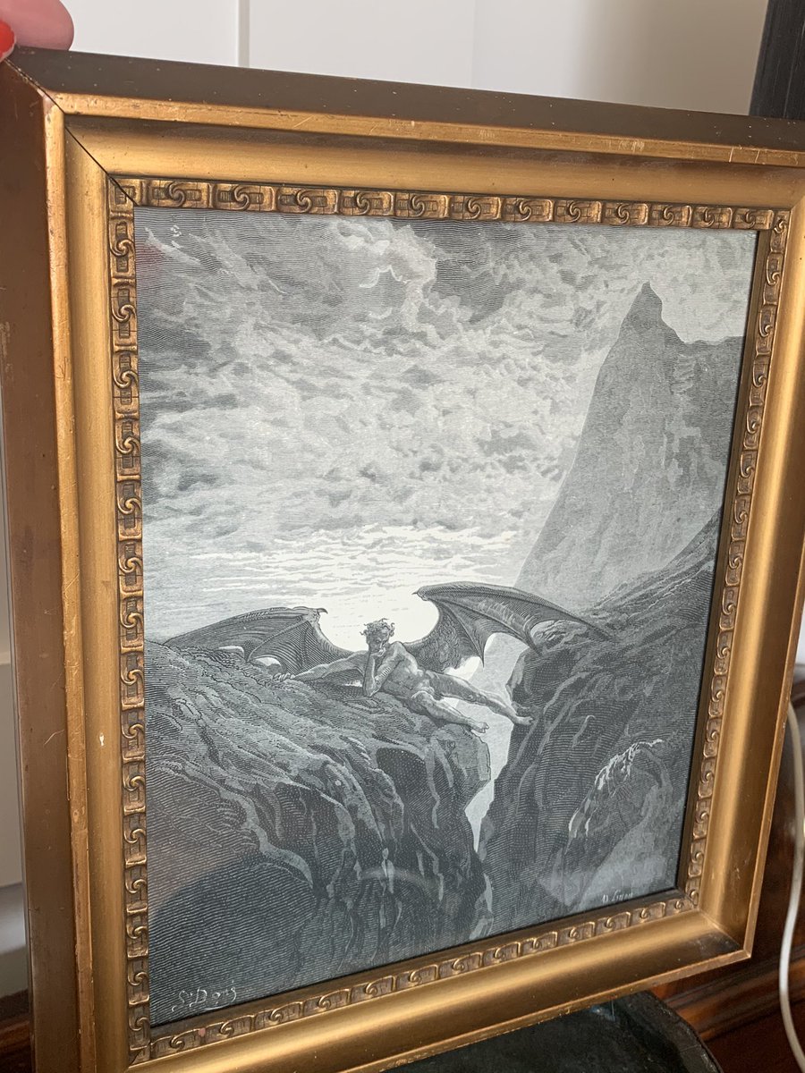 WickedVintageUK's tweet photo. Just in- original #AntiqueEngraving dated 1866 from #MiltonsParadiseLost by #GustavDore #Nocturne #Satan #Devil #Gothic #Vampire #WingedDemon #ParadiseLost https://t.co/AhEjWxX7aN