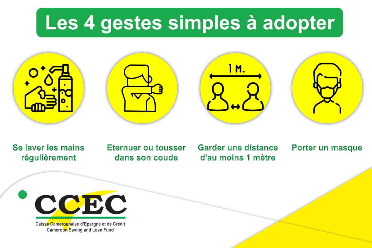 ccec_sa's tweet photo. Des gestes simples pour vous protéger et protéger les autres contre la propagation de la Covid-19 🦠.  Soyons tous prudents !

#CCEC  
#LaFinancedeproximité https://t.co/Glev0xeKpX