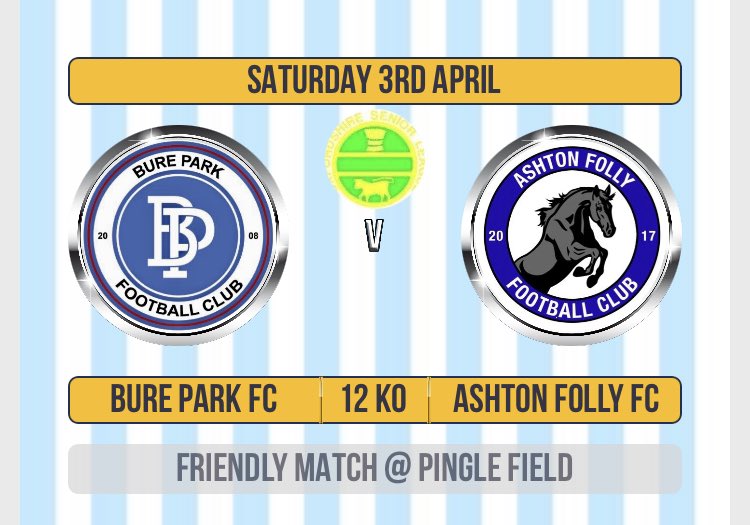 FRIENDLY MATCH
We welcome <a href="/ashtonfolly/">Ashton Folly FC</a> to Pingle Field this Saturday for a 12pm KO #BPFC #footballisback