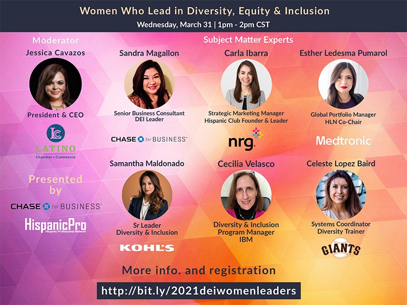 hispanicpro's tweet photo. It's here! The "Women Who Lead in Diversity, Equity and Inclusion" Webinar is today https://t.co/pbEdRPqlnL #womenshistorymonth #DEI #workplace #leadership #inspire https://t.co/7vECpmje4M