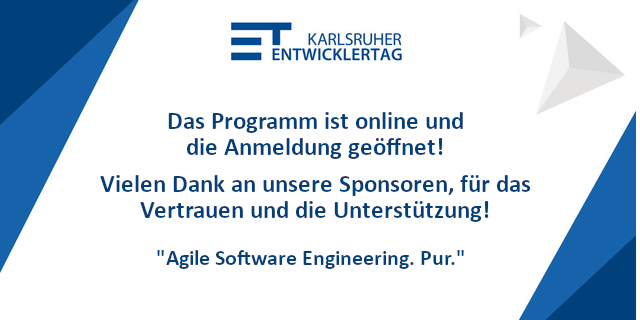 andrenaobjects's tweet photo. Der Karlsruher Entwicklertag im Juni 2021!
Das Programm ist online - die Anmeldung ist freigeschalten!  https://t.co/2StMKAE5yc

@SAP @adesso_SE @PROMATIS @codecentric @Hornbach_tweets @L_Bank @time4youGmbH 
#lustaufsoftware #karlsruhe #dmTECH #online #etka21 #softwareengineering https://t.co/gZd1i9IAHT