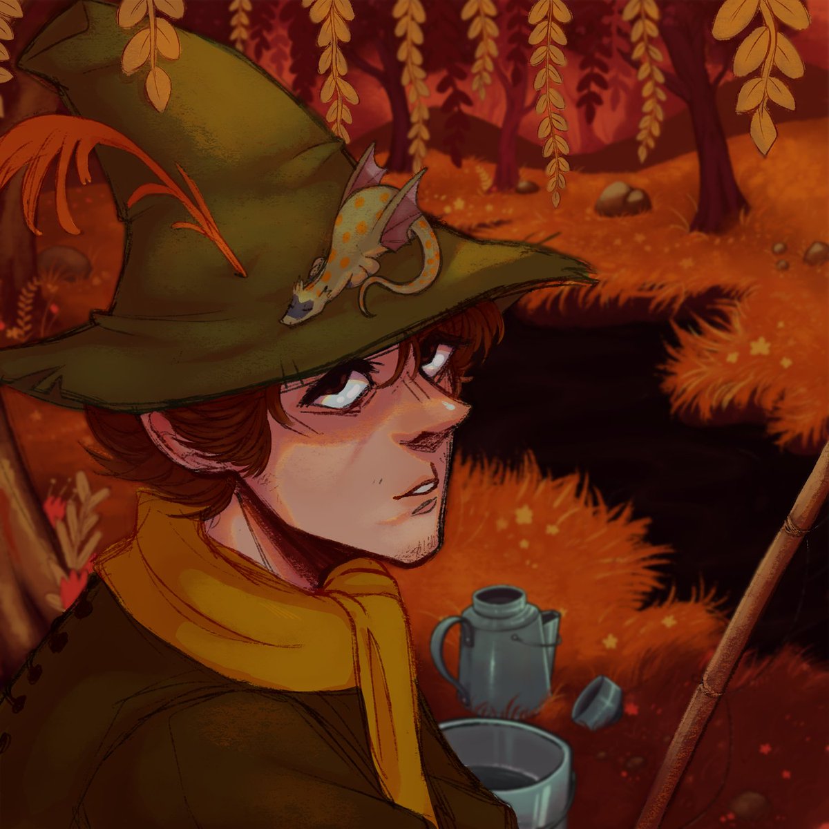M0th_Dad's tweet photo. *does art once*
I finally took my time to paint a background! Then, i blurred it.
Anyway, here's a Snuffkin fanart i did using a few screenshots from the 90' Moominvalley show!
#art #drawing #fanart #digitalart #Moomin #Snuffkin #ArtistOnTwitter #Moominvalley #Moomin90s https://t.co/Bb5hgnfKh6