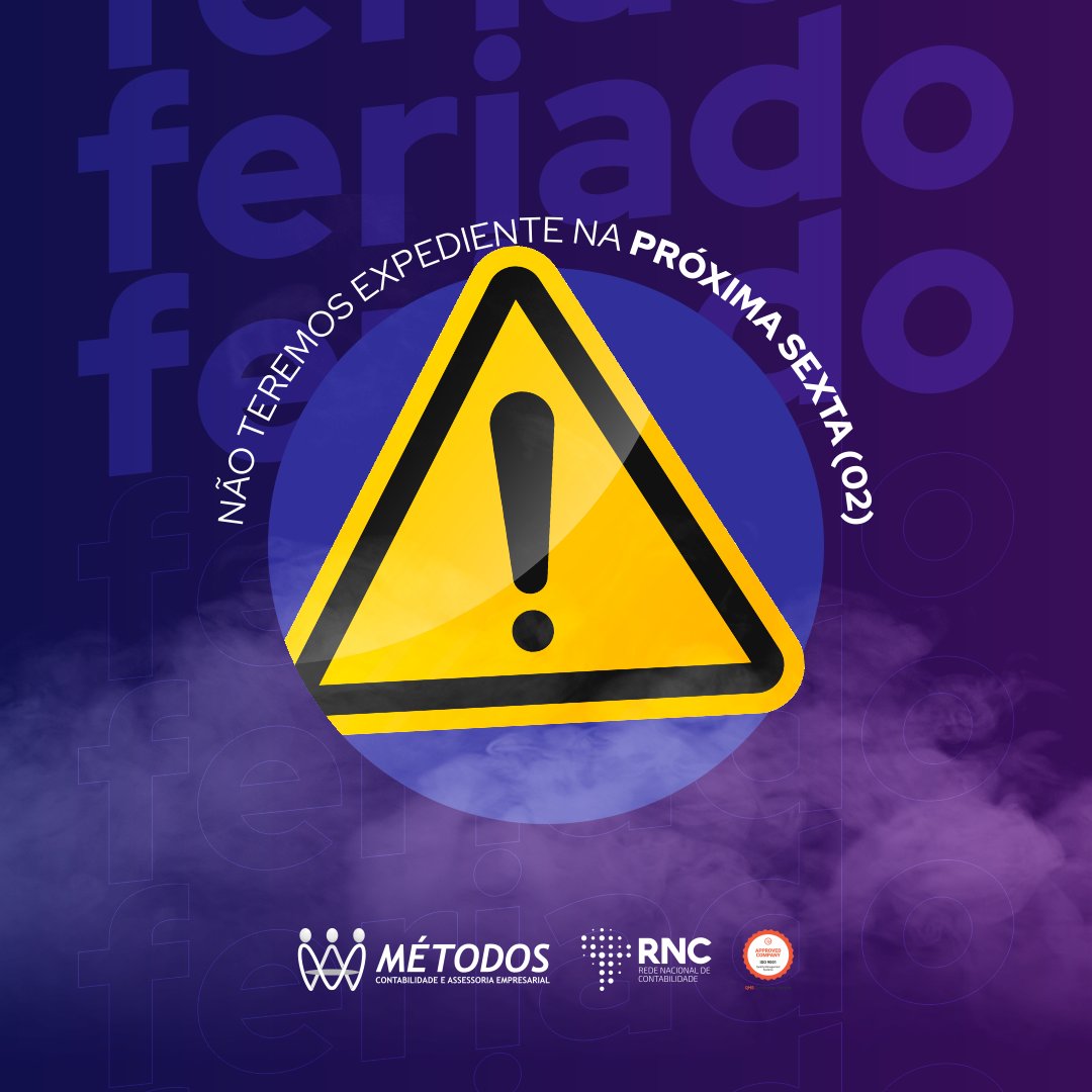 Metodos_RNC's tweet photo. Atenção! Informamos que em virtude do feriado federal da Sexta-feira Santa, não teremos expediente na próxima sexta-feira (02). Amanhã (01) funcionaremos normalmente 🙏😷⚠ #feriado #semanasanta https://t.co/n2xpx7DEWa